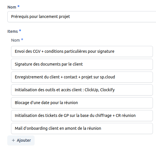 Création de checklist