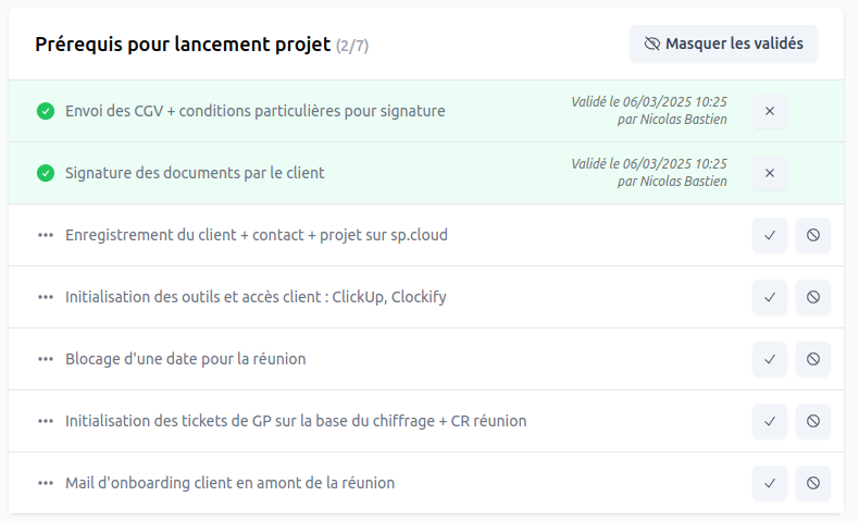 Tâches et Checklists