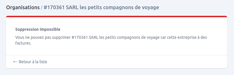 CRUD blocage suppression
