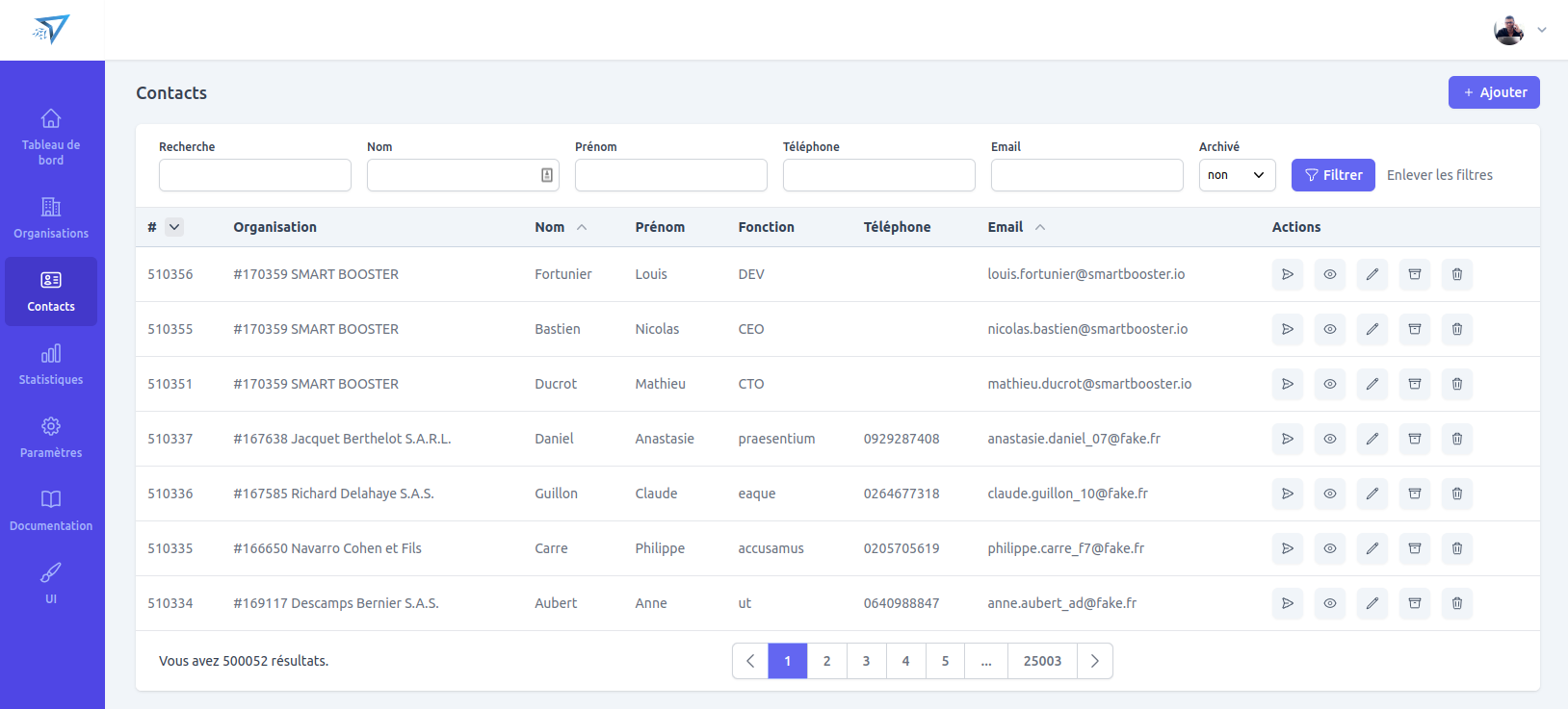 Liste format tableau